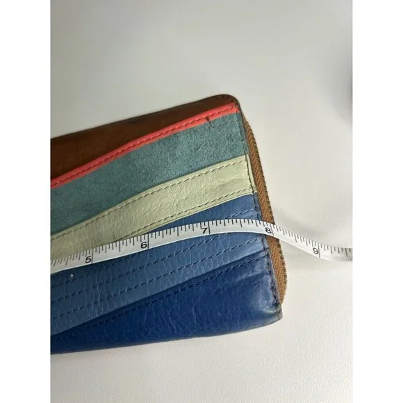 Fossil Caroline Leather Chevron Colorful Zip Around RFID Wallet - Picture 4 of 10